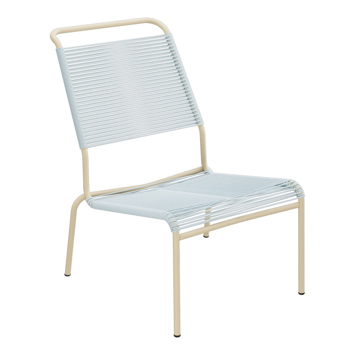 Schaffner Säntis Chaise basse Haut dossier Spaghetti – Bleu Pastel 51 / Marron Pastel 83