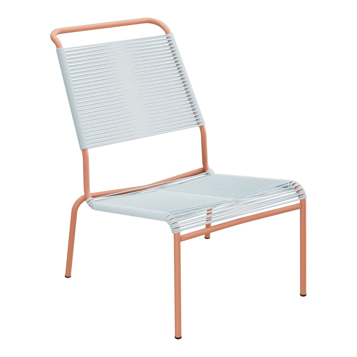 Schaffner Säntis Chaise basse Haut dossier Spaghetti – Bleu Pastel 51 / Terracotta 84