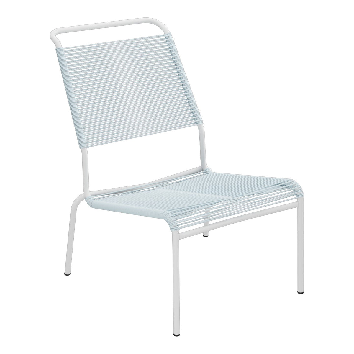 Schaffner Säntis Chaise basse Haut dossier Spaghetti – Bleu Pastel 51 / Blanc 90