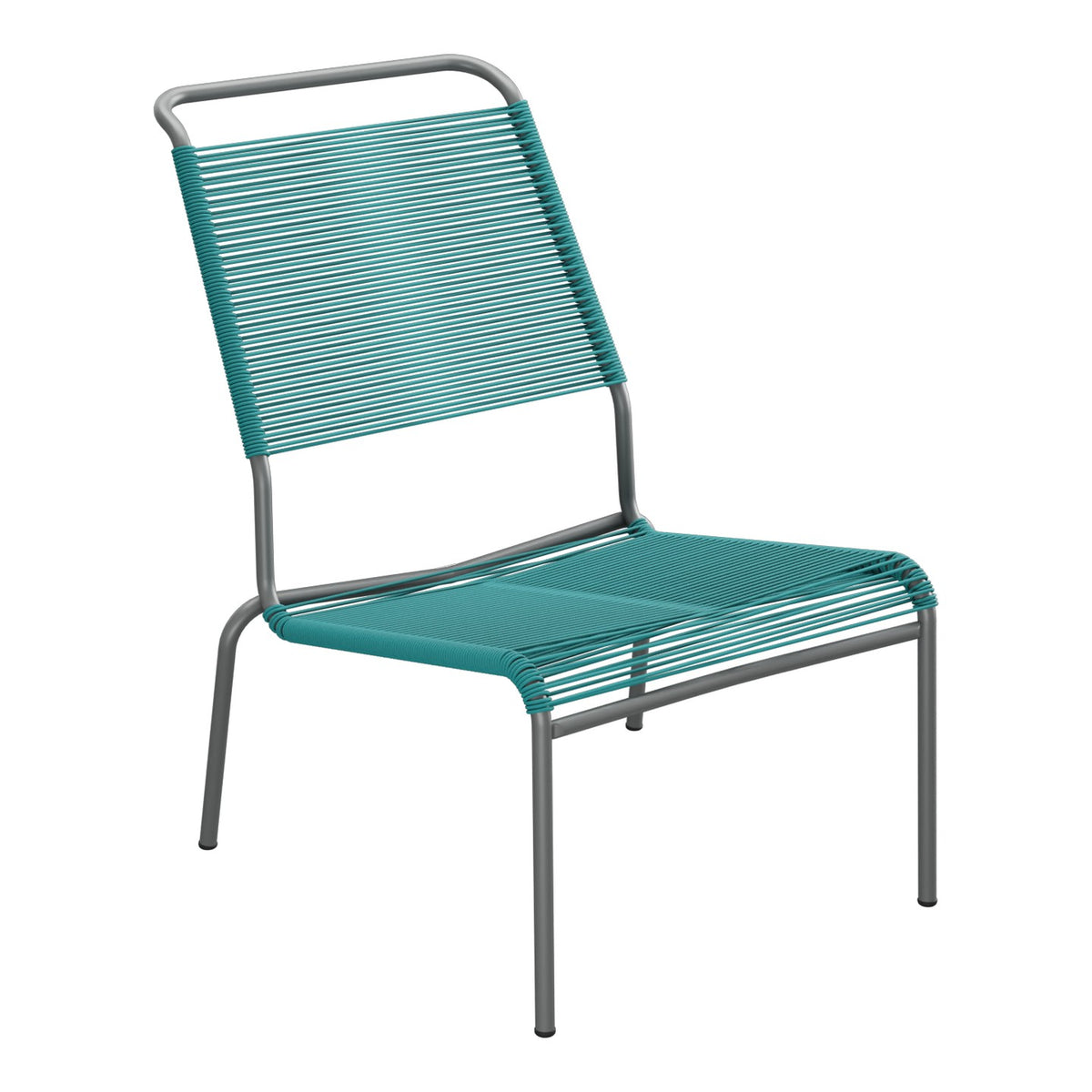 Schaffner Säntis Chaise basse Haut dossier Spaghetti – Bleu Kali 56 / Graphite 73
