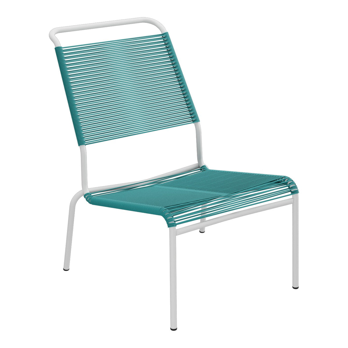 Schaffner Säntis Chaise basse Haut dossier Spaghetti – Bleu Kali 56 / Gris Argent 78