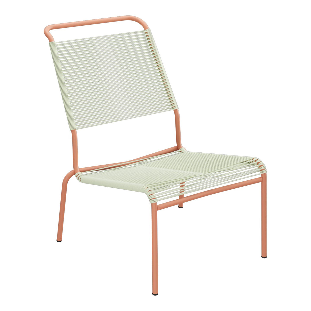 Schaffner Säntis Chaise basse Haut dossier Spaghetti – Vert Pastel 64 / Terracotta 84