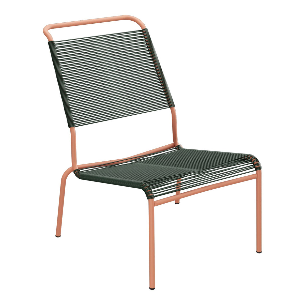 Schaffner Säntis Chaise basse Haut dossier Spaghetti – Vert Sapin 66 / Terracotta 84