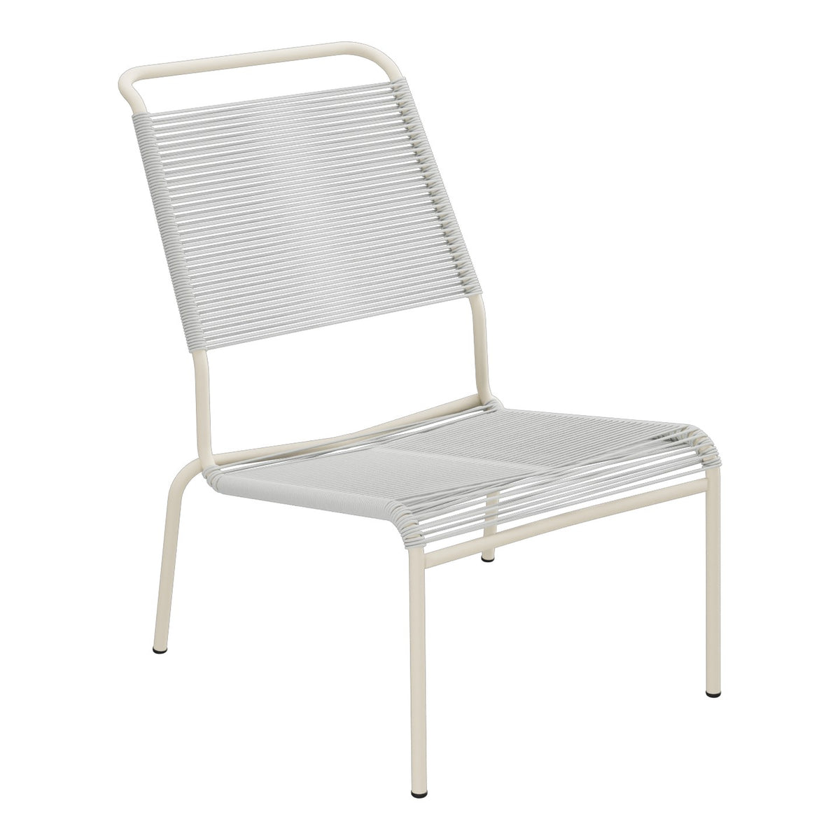 Schaffner Säntis Chaise basse Haut dossier Spaghetti – Gris Argent 78 / Sable Pastel 15