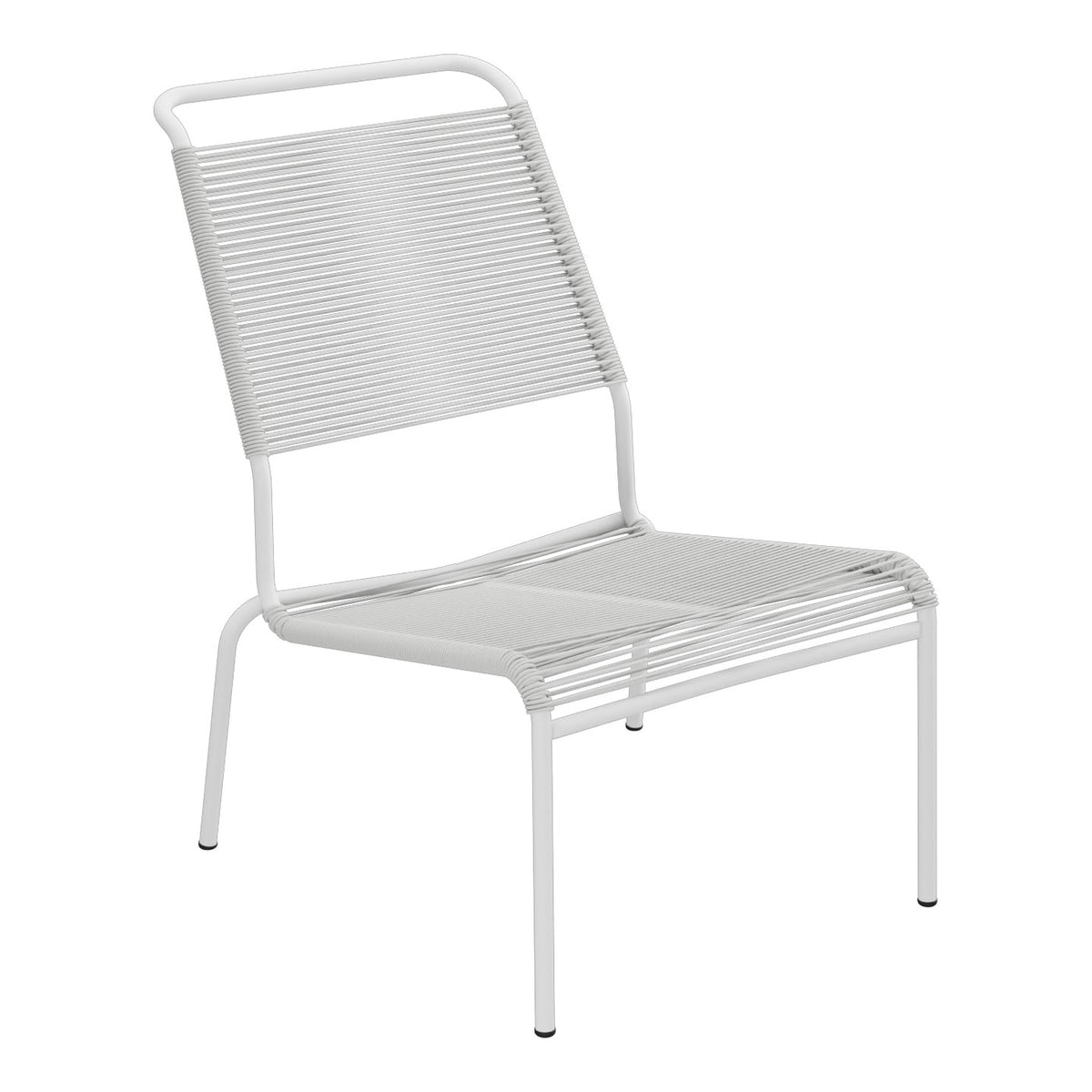 Schaffner Säntis Chaise basse Haut dossier Spaghetti – Gris Argent 78 / Blanc 90