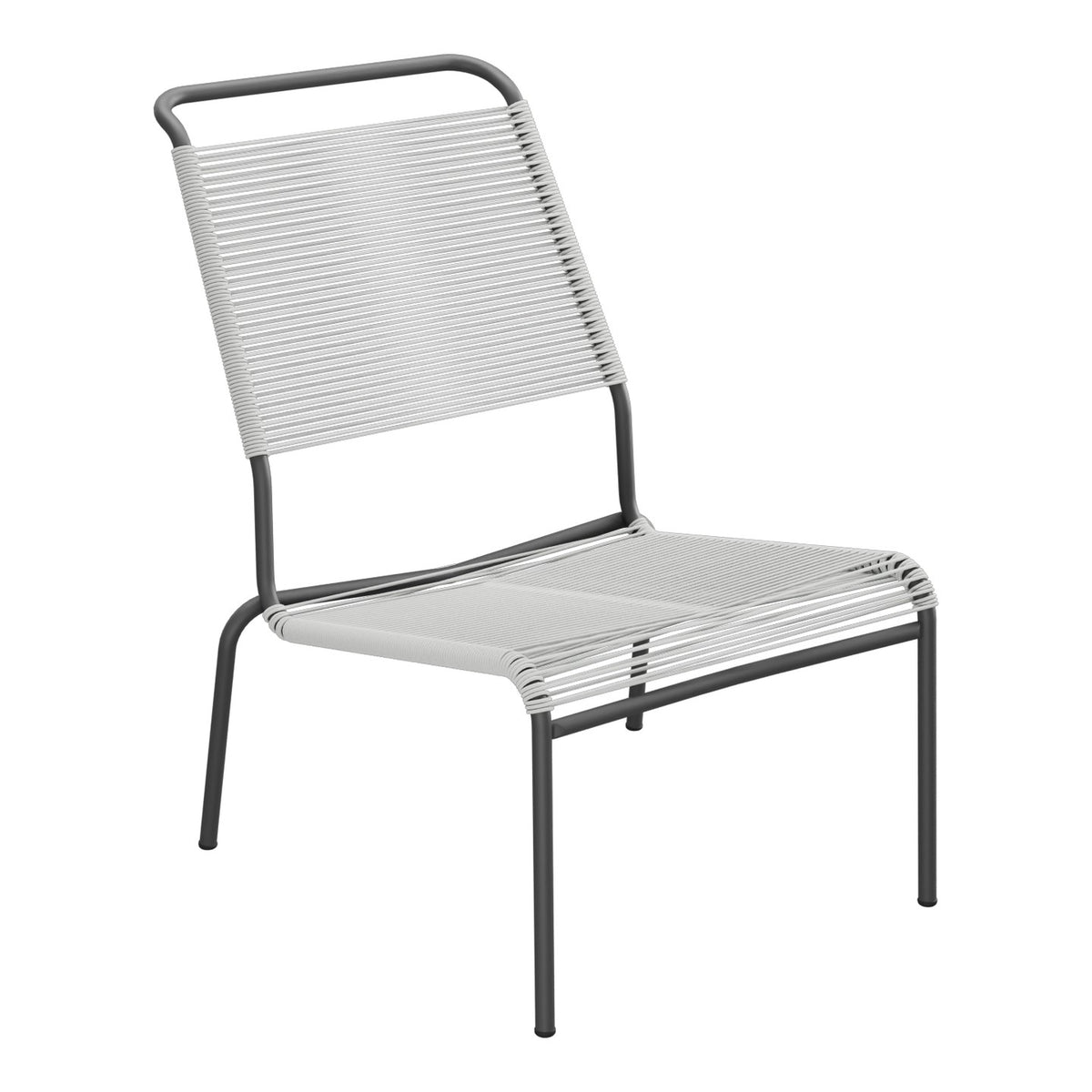 Schaffner Säntis Chaise basse Haut dossier Spaghetti – Gris Argent 78 / Noir 91