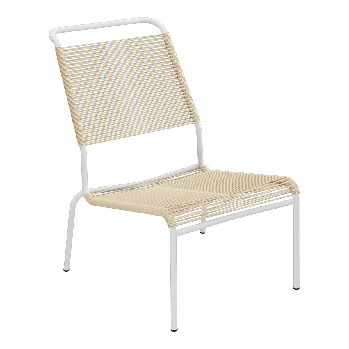 Schaffner Säntis Chaise basse Haut dossier Spaghetti – Marron Pastel 83 / Blanc 90