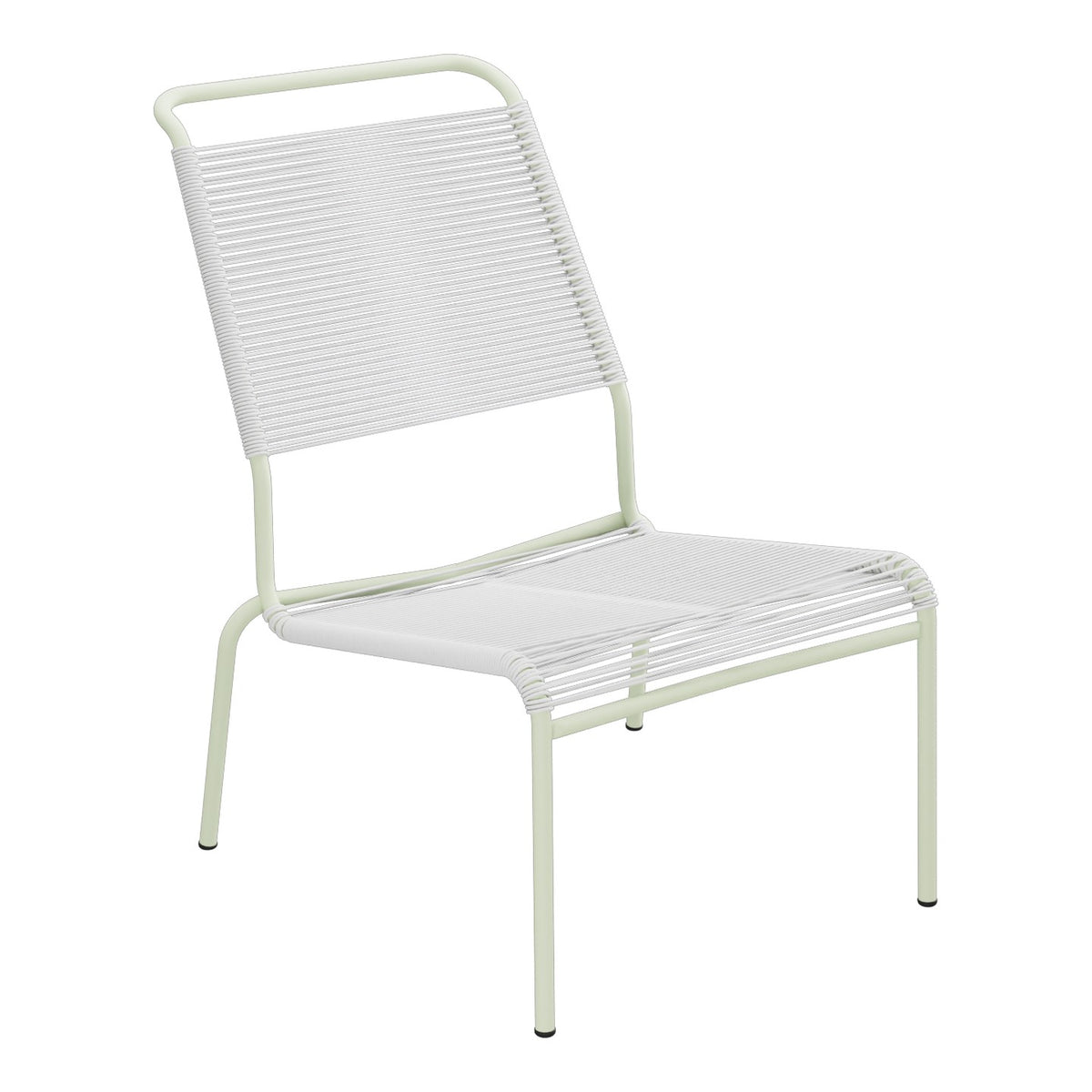 Schaffner Säntis Chaise basse Haut dossier Spaghetti – Blanc 90 / Vert Pastel 64