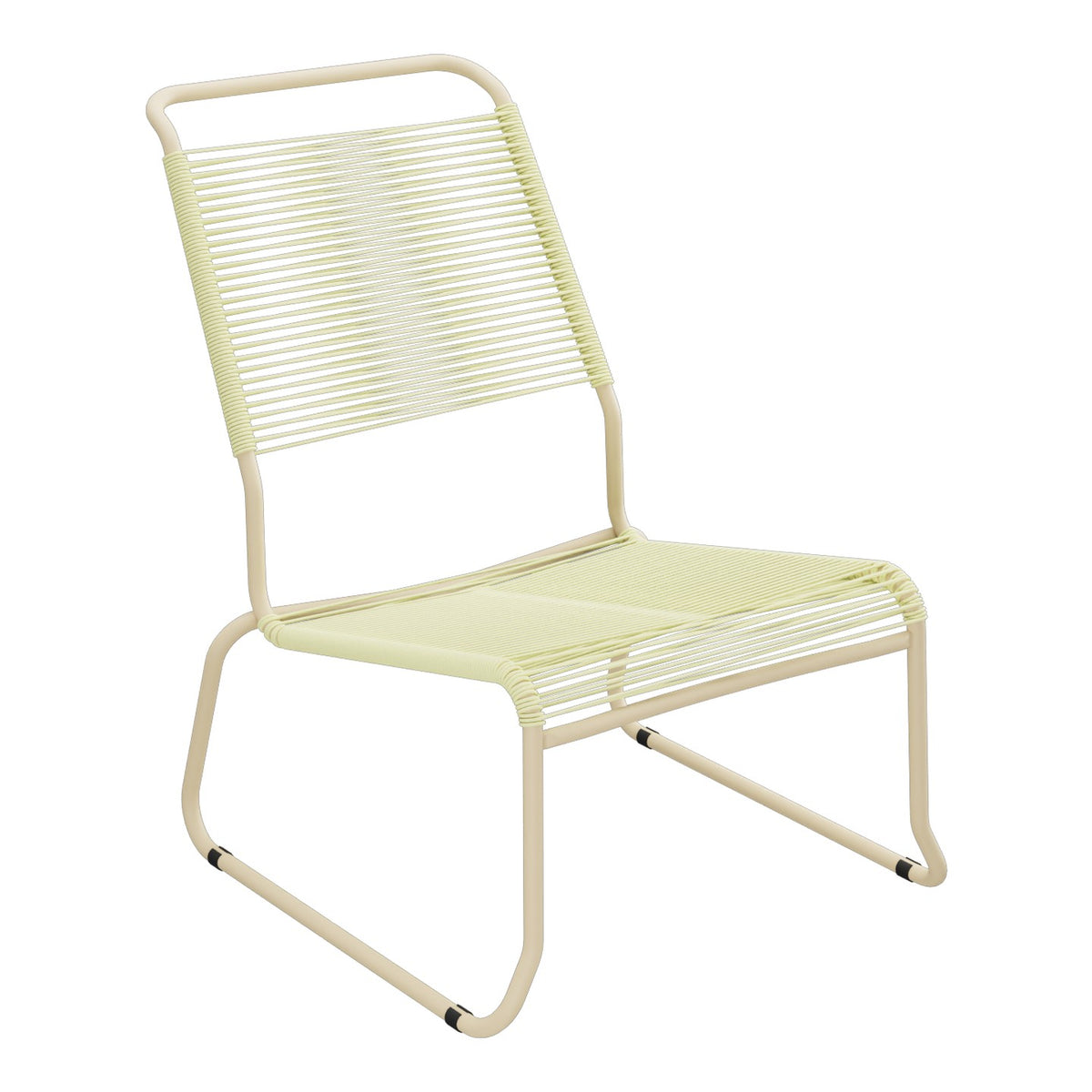 Schaffner Säntis Chaise basse Haut dossier luge Spaghetti – Jaune Buis 18 / Marron Pastel 83
