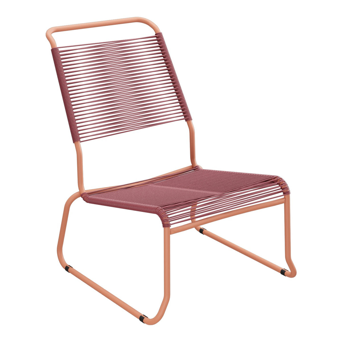 Schaffner Säntis Chaise basse Haut dossier luge Spaghetti – Bordeaux 38 / Terracotta 84