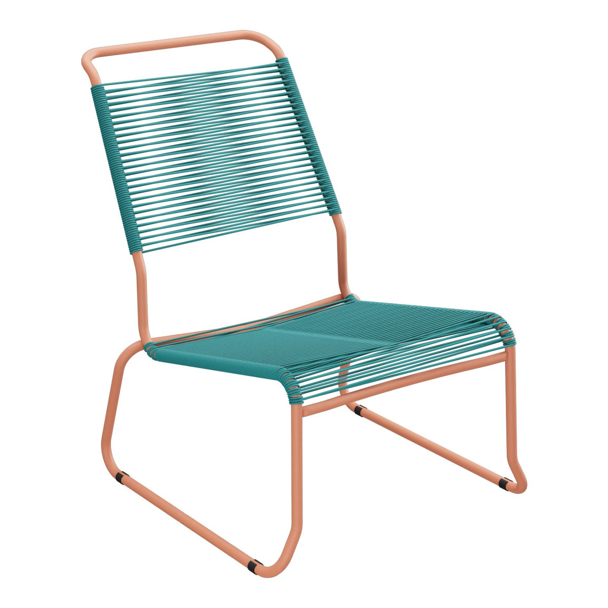 Schaffner Säntis Chaise basse Haut dossier luge Spaghetti – Bleu Kali 56 / Terracotta 84
