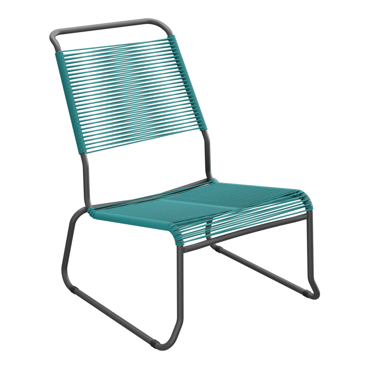 Schaffner Säntis Chaise basse Haut dossier luge Spaghetti – Bleu Kali 56 / Noir 91