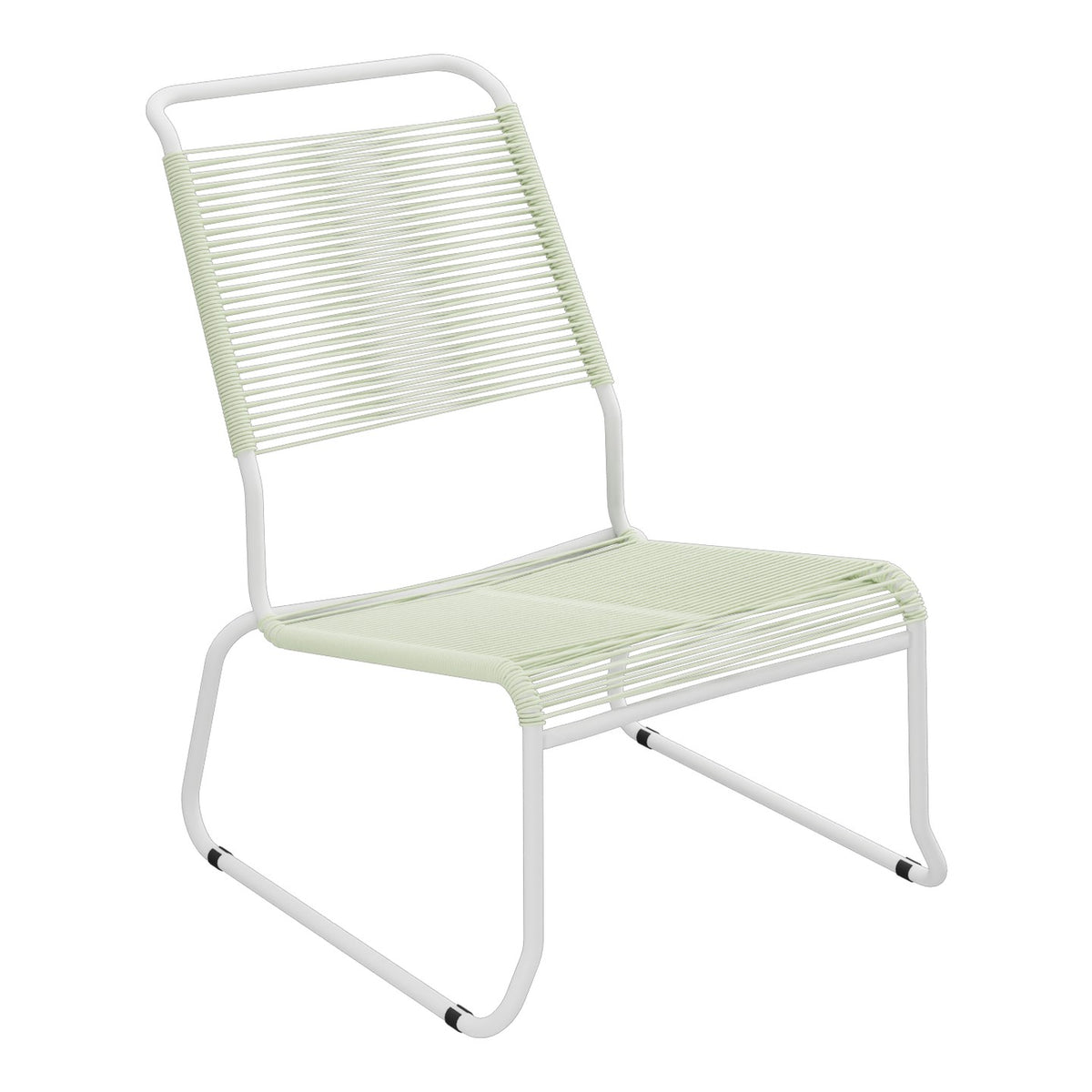 Schaffner Säntis Chaise basse Haut dossier luge Spaghetti – Vert Pastel 64 / Blanc 90