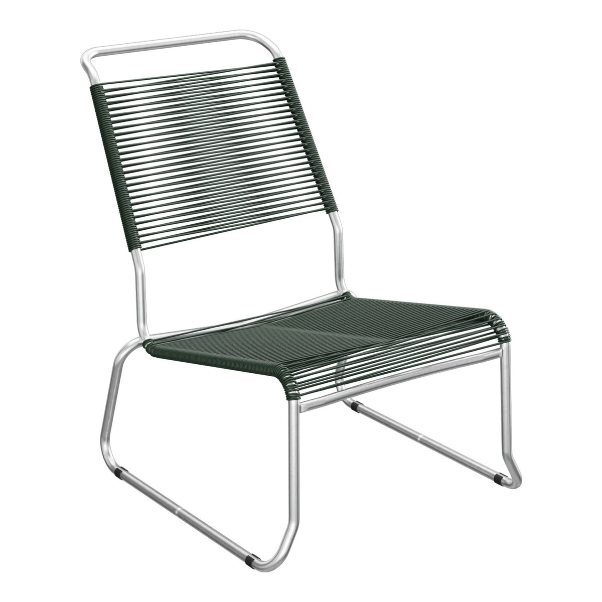 Schaffner Säntis Chaise basse Haut dossier luge Spaghetti – Vert Sapin 66 / Galvanisé à chaud 02