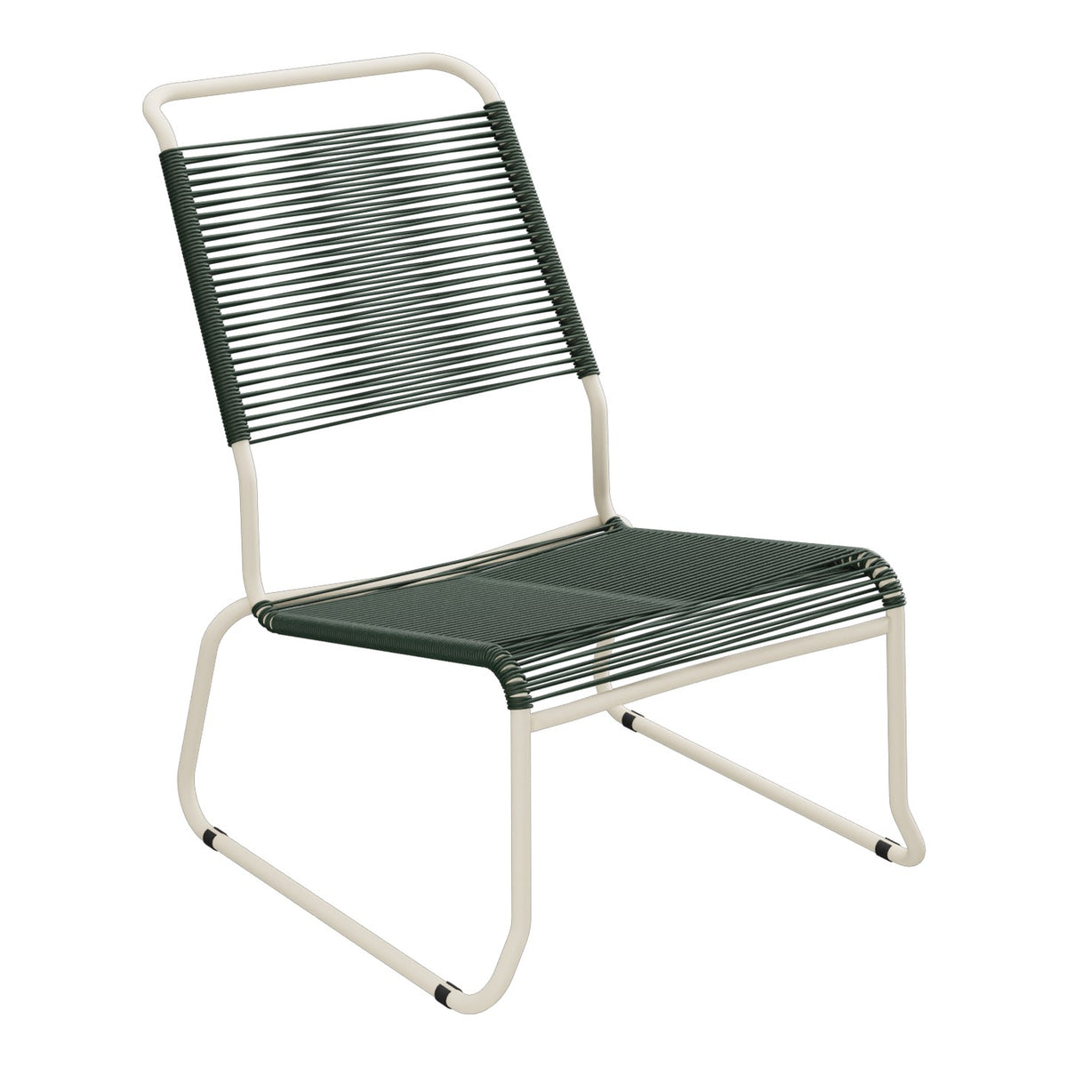 Schaffner Säntis Chaise basse Haut dossier luge Spaghetti – Vert Sapin 66 / Sable Pastel 15