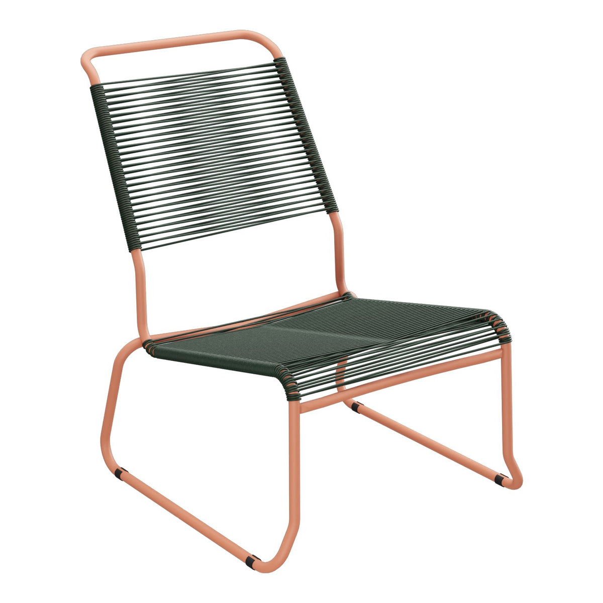 Schaffner Säntis Chaise basse Haut dossier luge Spaghetti – Vert Sapin 66 / Terracotta 84