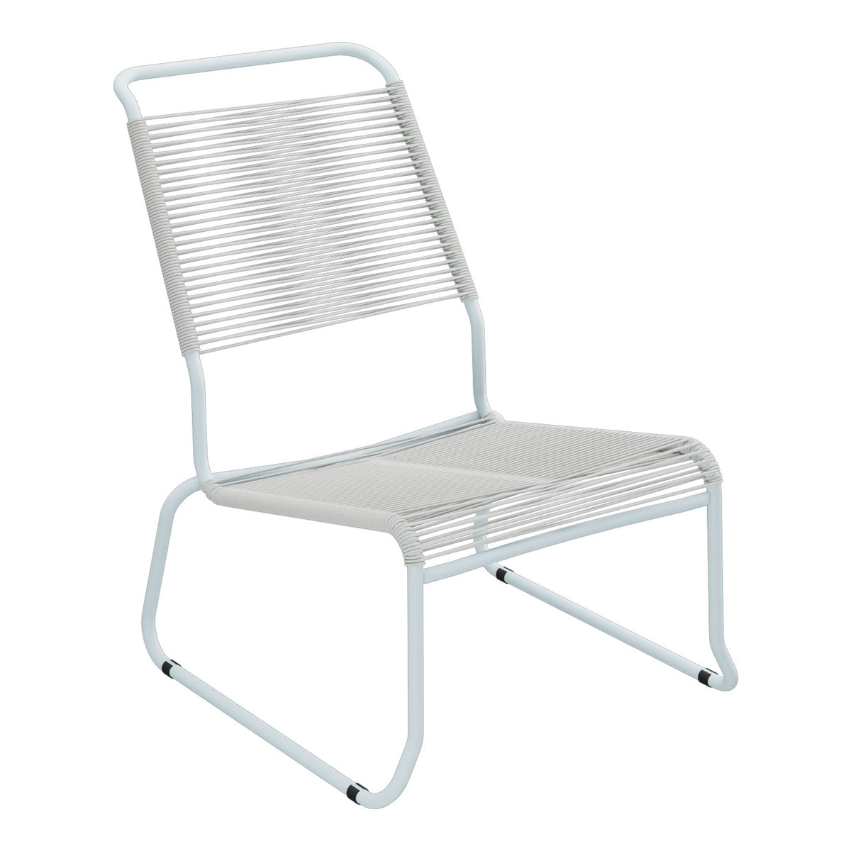 Schaffner Säntis Chaise basse Haut dossier luge Spaghetti – Gris Argent 78 / Bleu Pastel 51