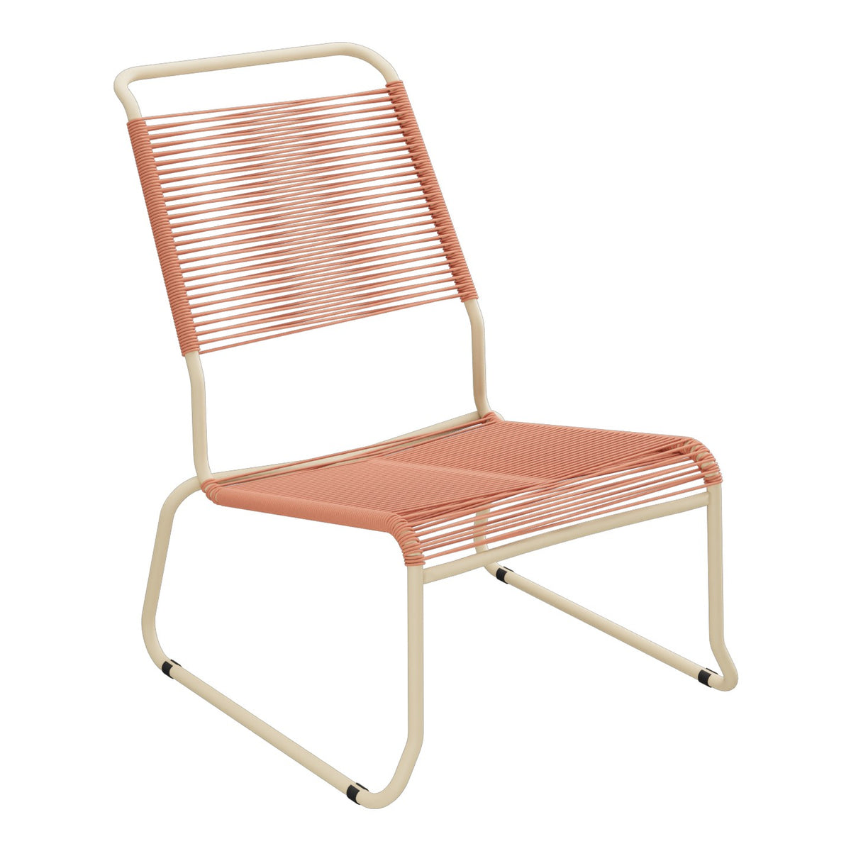 Schaffner Säntis Chaise basse Haut dossier luge Spaghetti – Terracotta 84 / Marron Pastel 83