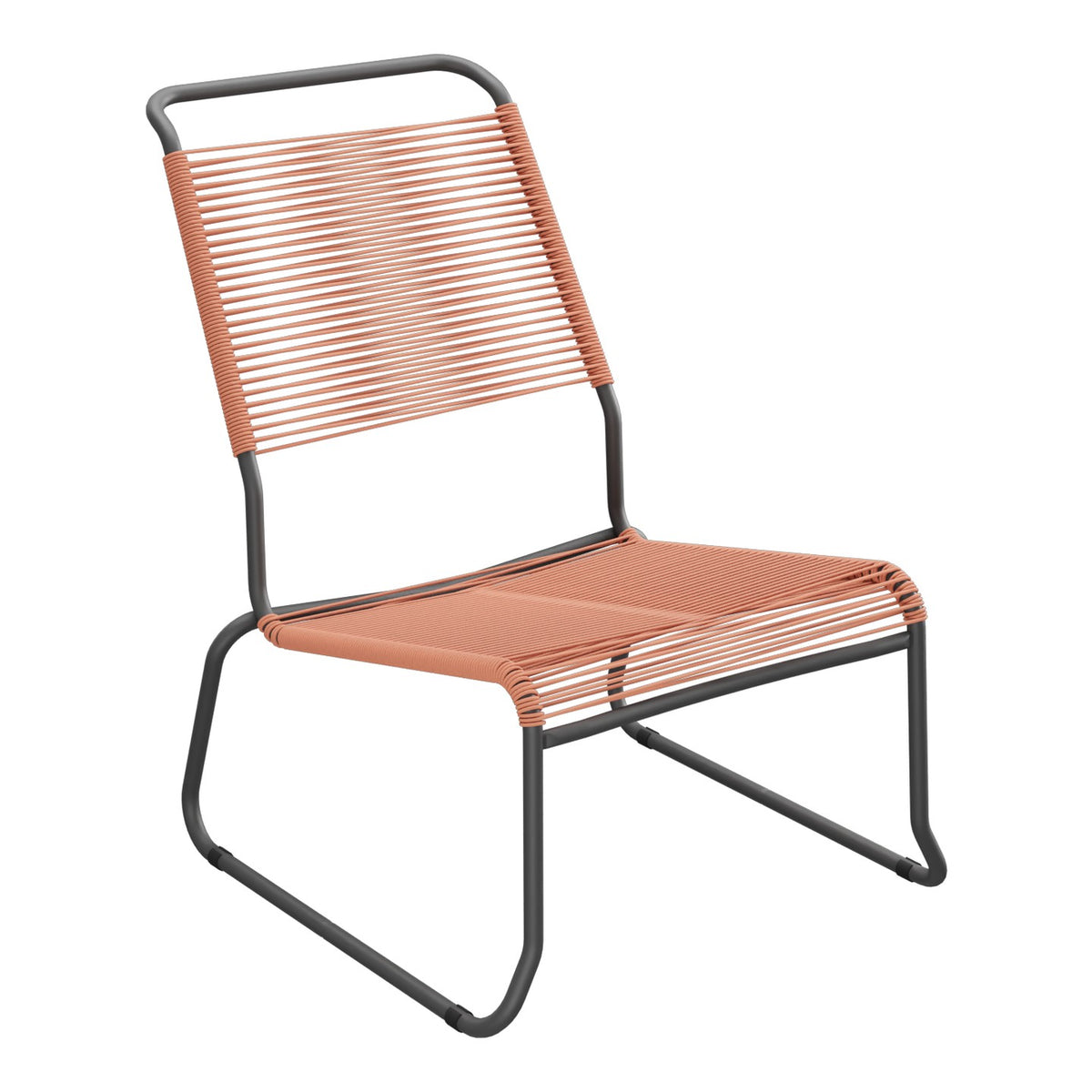 Schaffner Säntis Chaise basse Haut dossier luge Spaghetti – Terracotta 84 / Noir 91