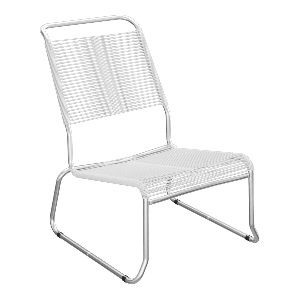Schaffner Säntis Chaise basse Haut dossier luge Spaghetti – Blanc 90 / Galvanisé à chaud 02