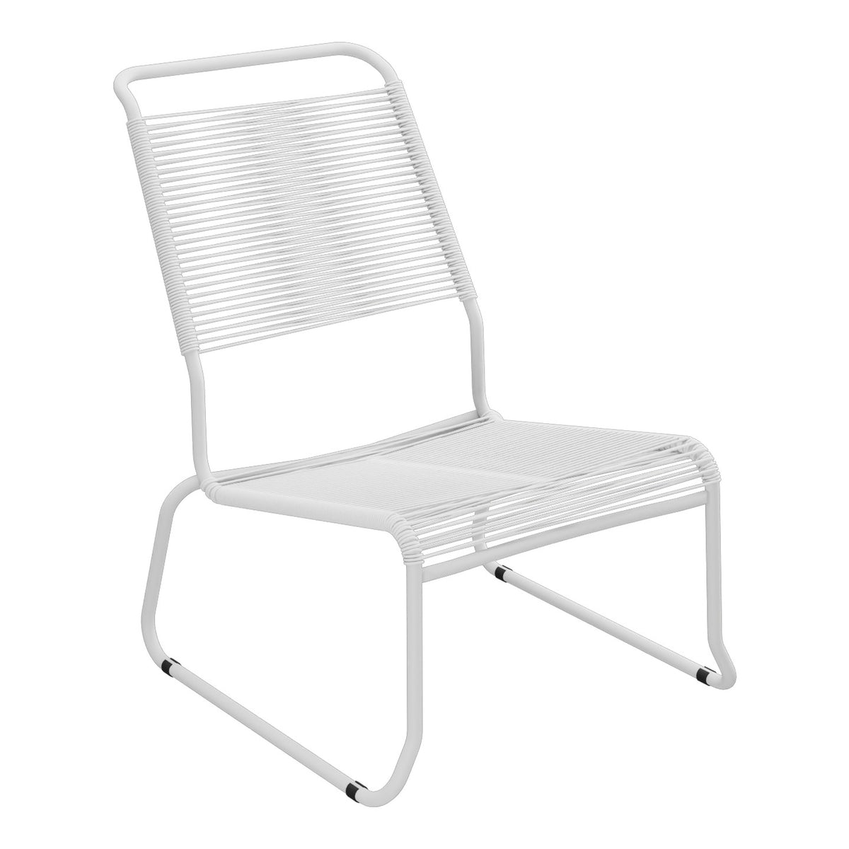 Schaffner Säntis Chaise basse Haut dossier luge Spaghetti – Blanc 90 / Gris Argent 78