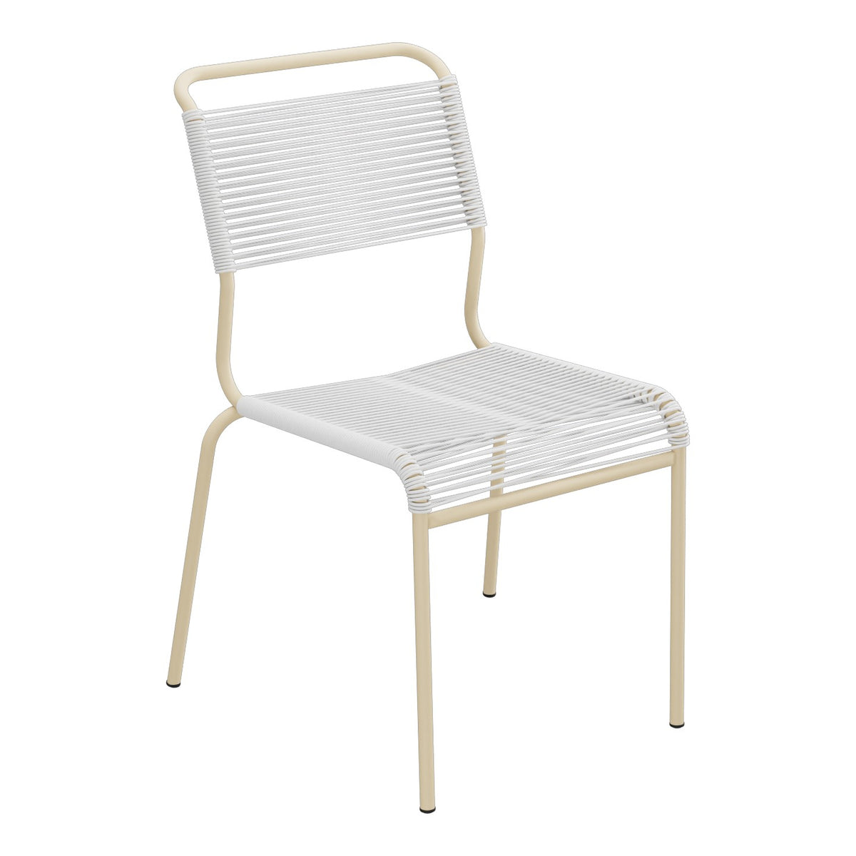 Schaffner Säntis Chaise Spaghetti – Blanc 90 / Marron Pastel 83