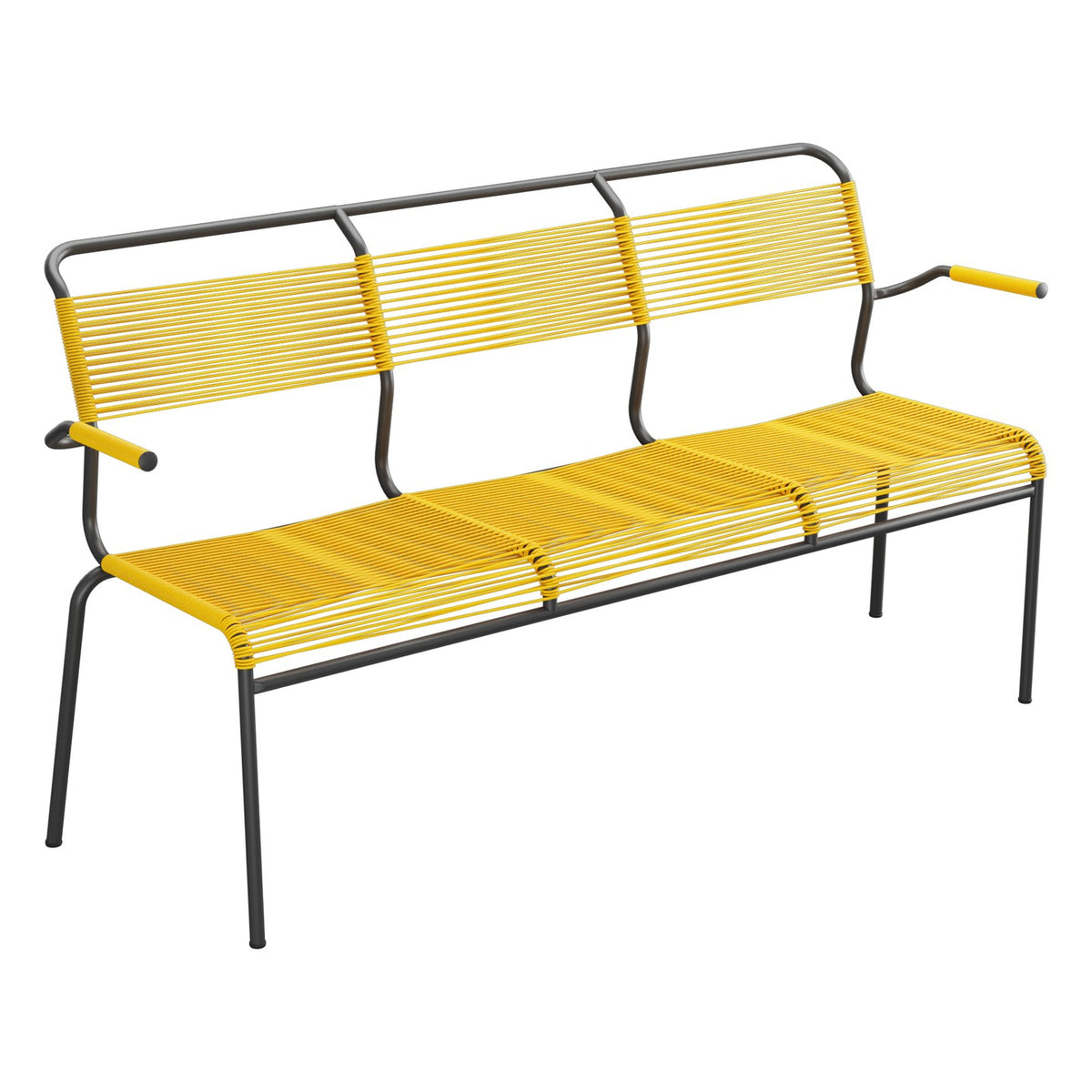 Schaffner Säntis Banc Spaghetti 3 places avec accoudoirs – Jaune 11 / Anthracite 77