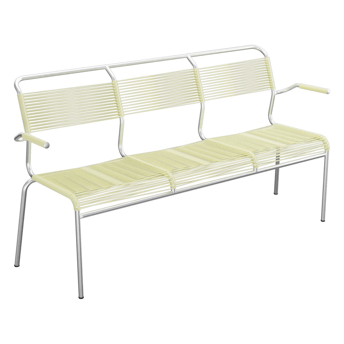 Schaffner Säntis Banc Spaghetti 3 places avec accoudoirs – Jaune Buis 18 / Galvanisé à chaud 02