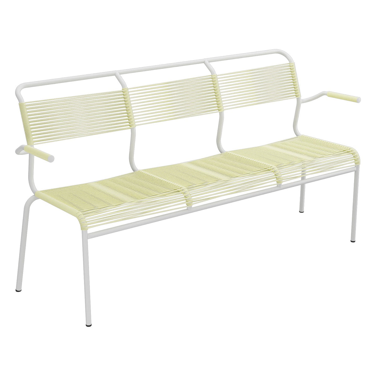 Schaffner Säntis Banc Spaghetti 3 places avec accoudoirs – Jaune Buis 18 / Gris Argent 78