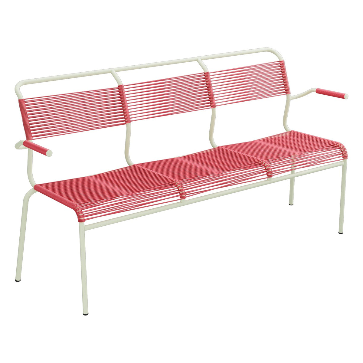 Schaffner Säntis Banc Spaghetti 3 places avec accoudoirs – Rouge Érable 33 / Vert Pastel 64