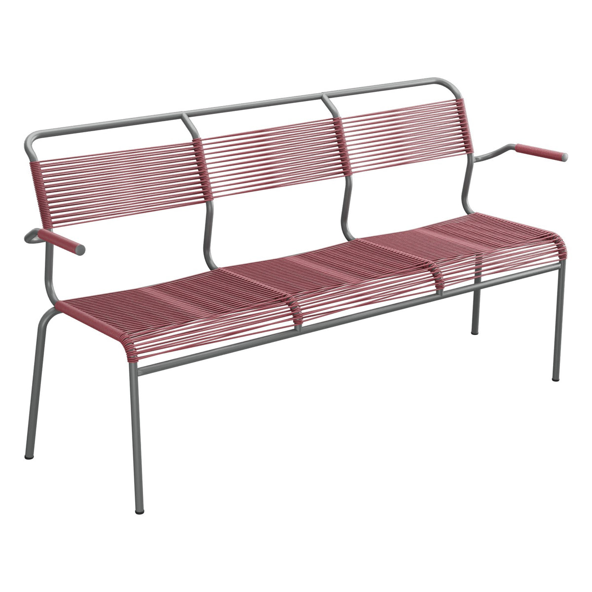 Schaffner Säntis Banc Spaghetti 3 places avec accoudoirs – Bordeaux 38 / Graphite 73