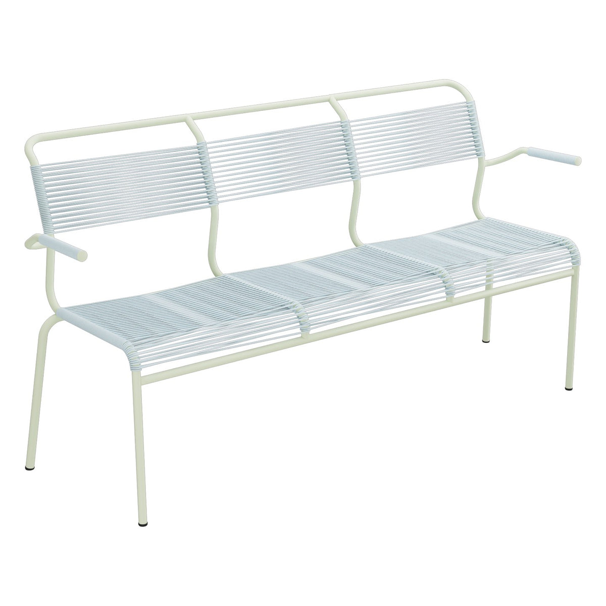 Schaffner Säntis Banc Spaghetti 3 places avec accoudoirs – Bleu Pastel 51 / Vert Pastel 64