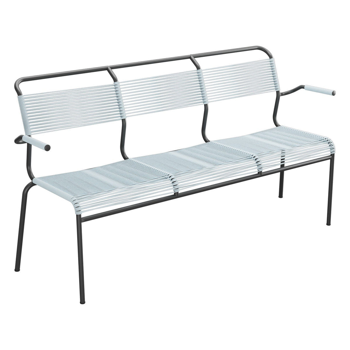 Schaffner Säntis Banc Spaghetti 3 places avec accoudoirs – Bleu Pastel 51 / Anthracite 77