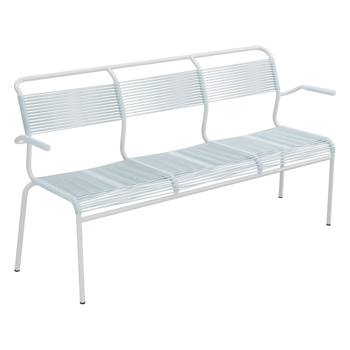 Schaffner Säntis Banc Spaghetti 3 places avec accoudoirs – Bleu Pastel 51 / Gris Argent 78