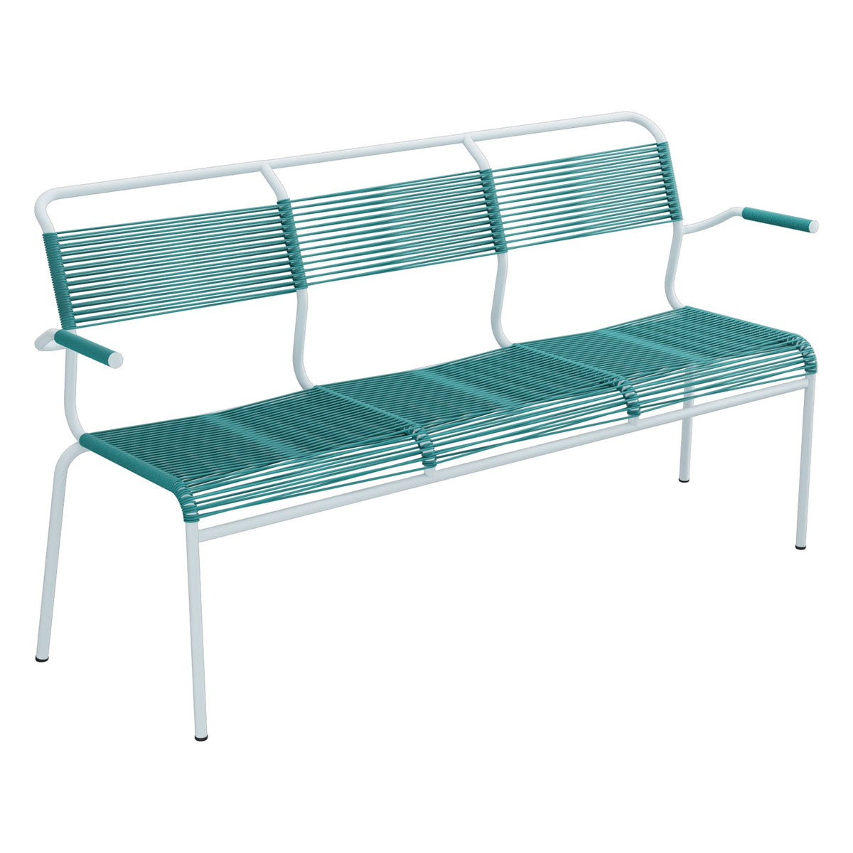 Schaffner Säntis Banc Spaghetti 3 places avec accoudoirs – Bleu Kali 56 / Bleu Pastel 51