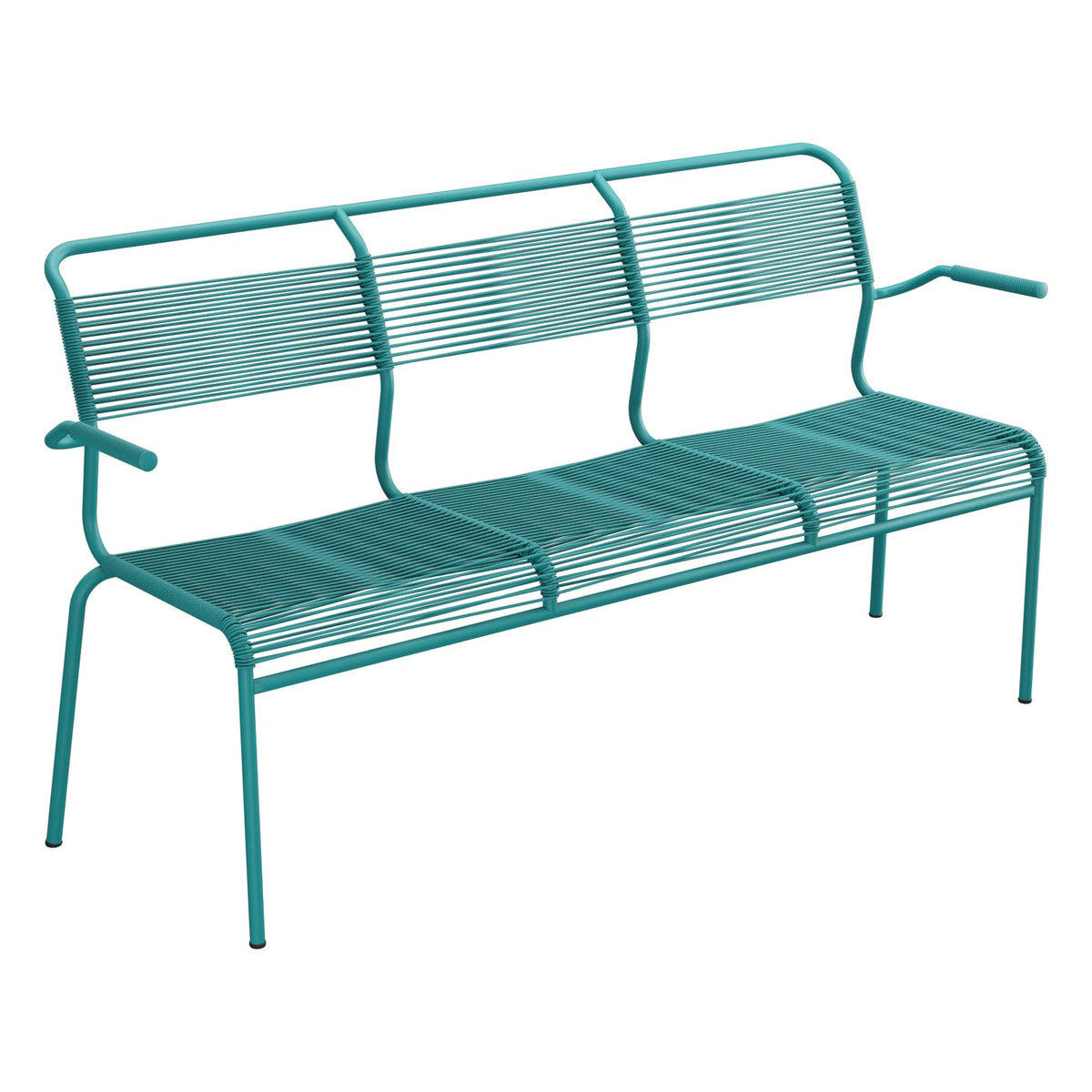 Schaffner Säntis Banc Spaghetti 3 places avec accoudoirs – Bleu Kali 56 / Bleu Kali 56