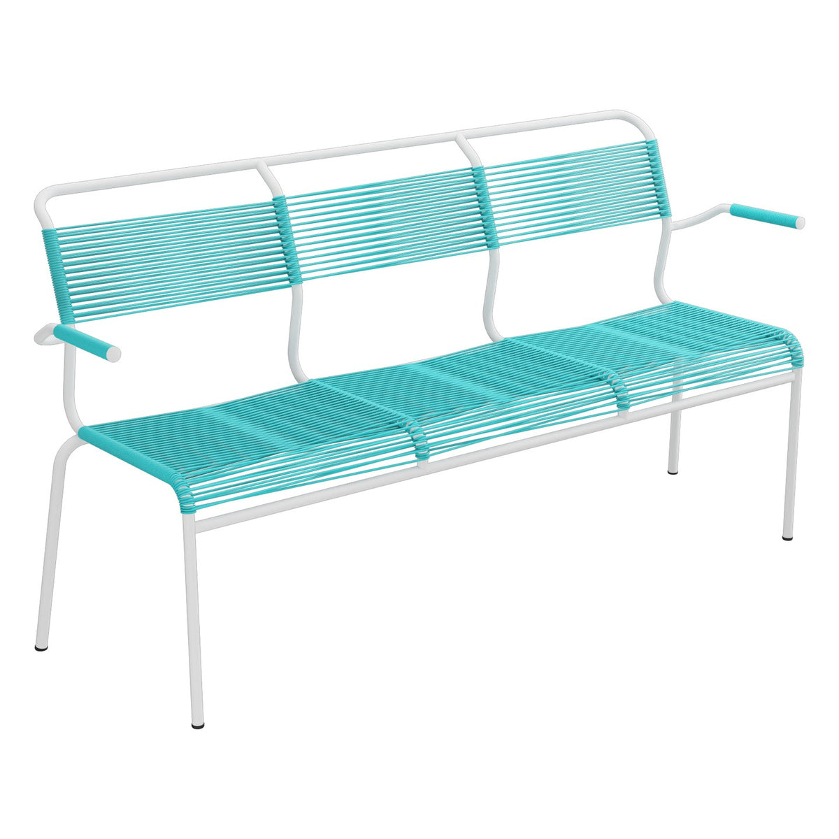 Schaffner Säntis Banc Spaghetti 3 places avec accoudoirs – Turquoise 58 / Blanc 90