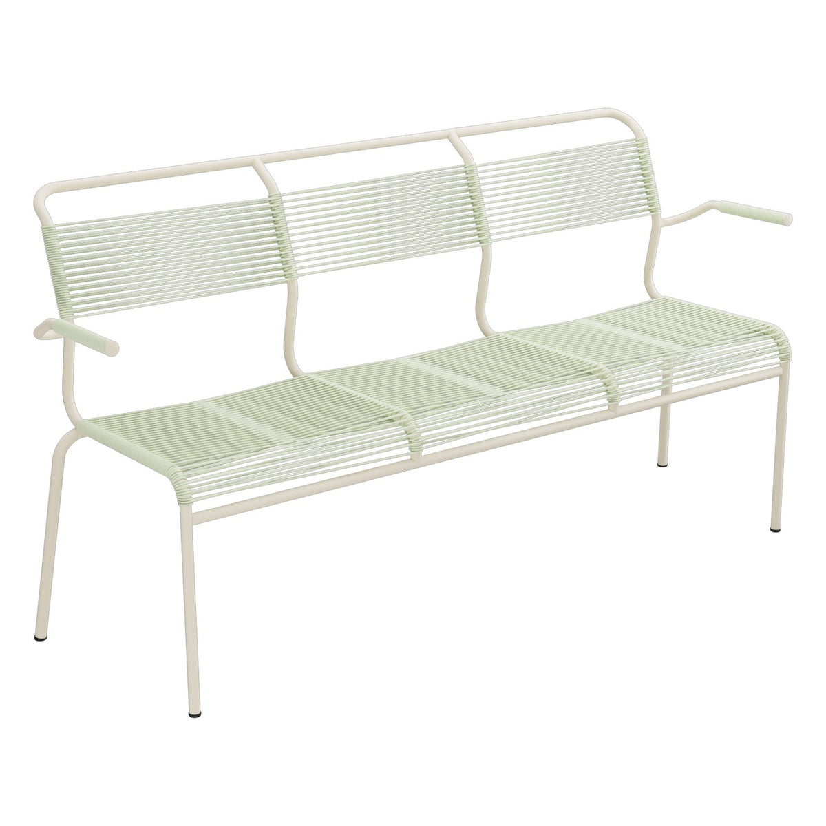 Schaffner Säntis Banc Spaghetti 3 places avec accoudoirs – Vert Pastel 64 / Sable Pastel 15