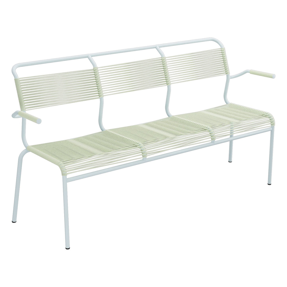 Schaffner Säntis Banc Spaghetti 3 places avec accoudoirs – Vert Pastel 64 / Bleu Pastel 51