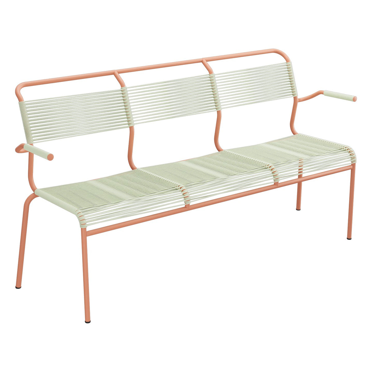 Schaffner Säntis Banc Spaghetti 3 places avec accoudoirs – Vert Pastel 64 / Terracotta 84