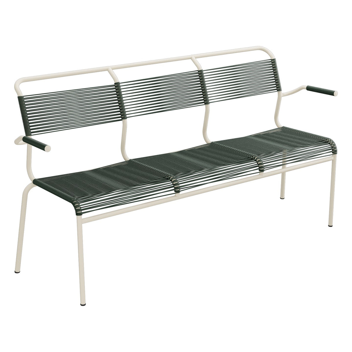 Schaffner Säntis Banc Spaghetti 3 places avec accoudoirs – Vert Sapin 66 / Sable Pastel 15