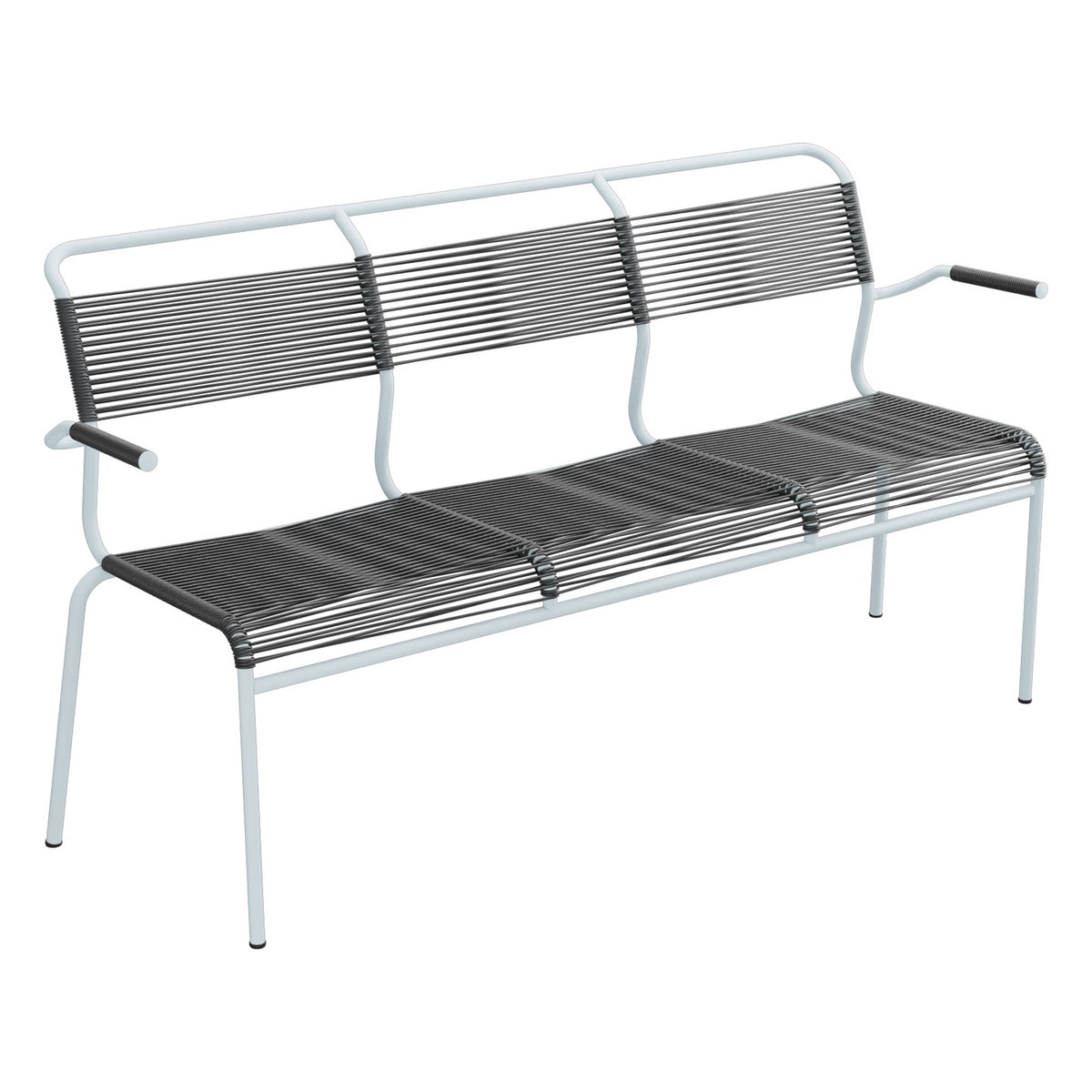 Schaffner Säntis Banc Spaghetti 3 places avec accoudoirs – Anthracite 77 / Bleu Pastel 51