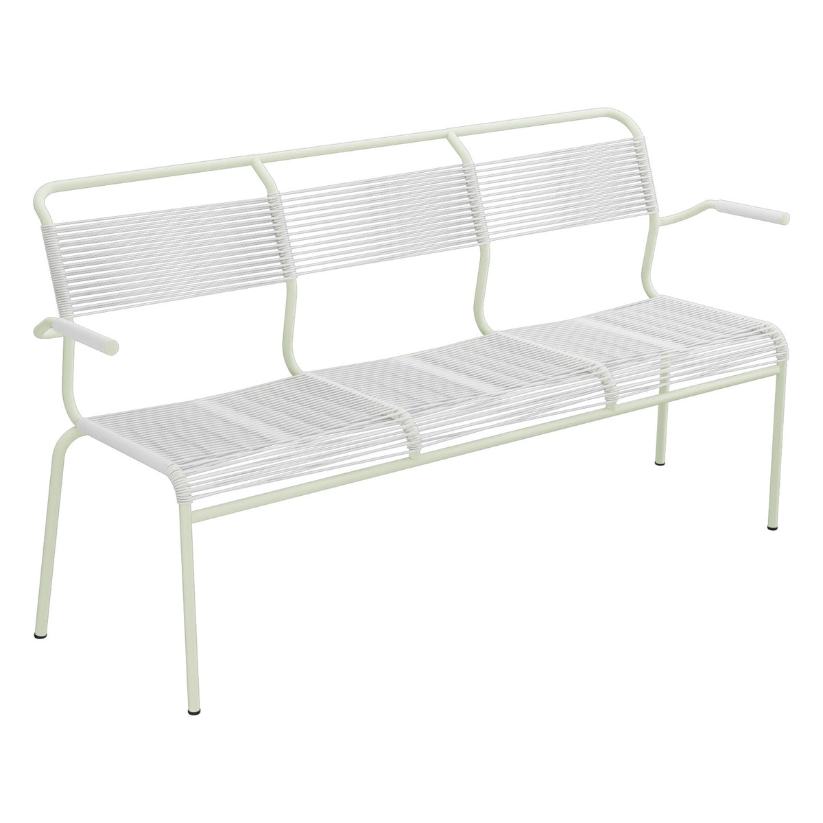 Schaffner Säntis Banc Spaghetti 3 places avec accoudoirs – Blanc 90 / Vert Pastel 64