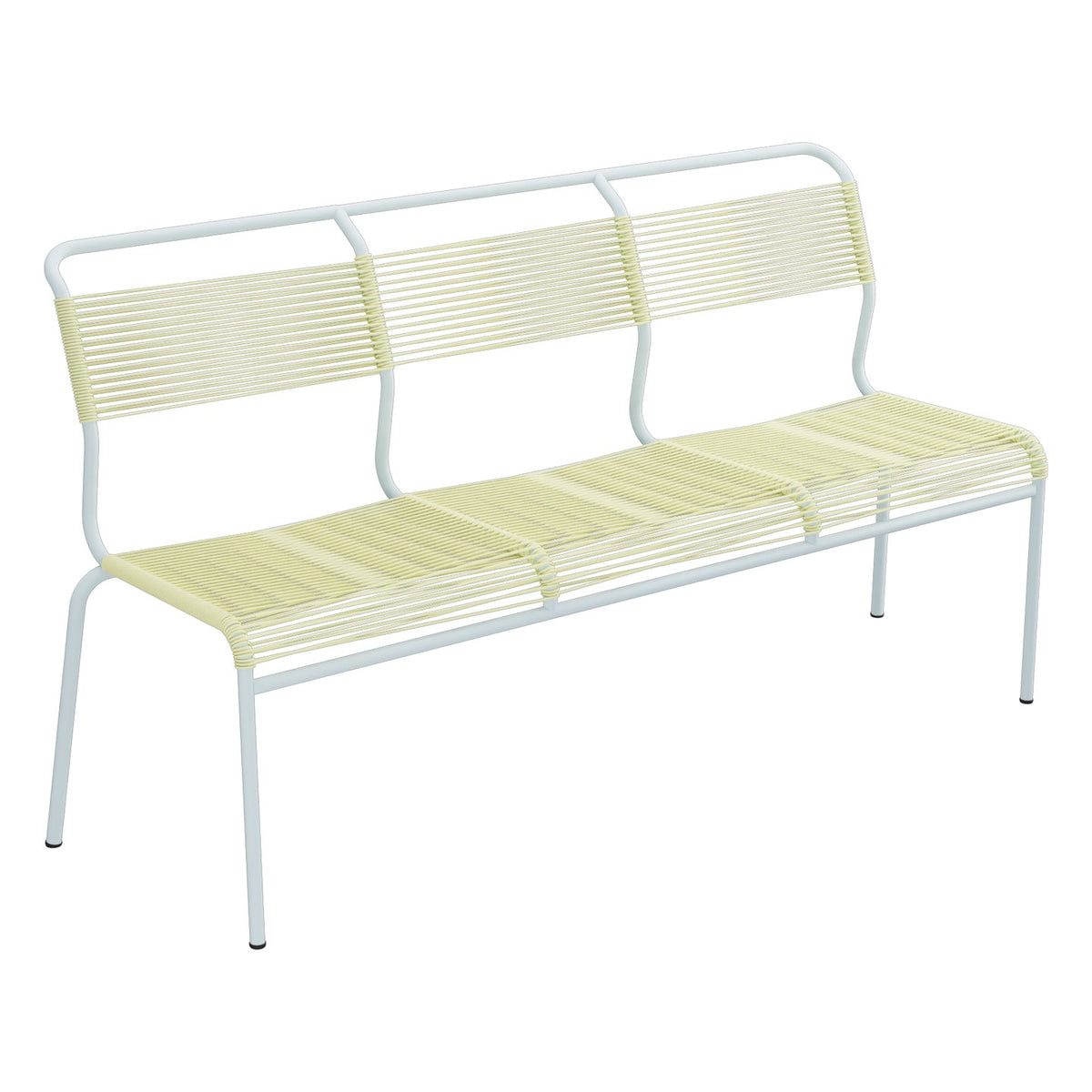 Schaffner Säntis Banc Spaghetti 3 places sans accoudoirs – Jaune Buis 18 / Bleu Pastel 51