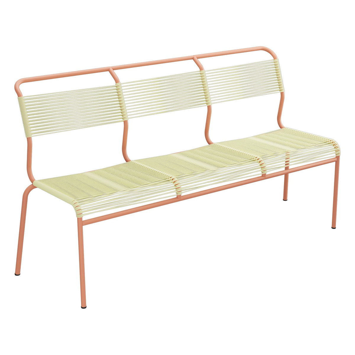 Schaffner Säntis Banc Spaghetti 3 places sans accoudoirs – Jaune Buis 18 / Terracotta 84