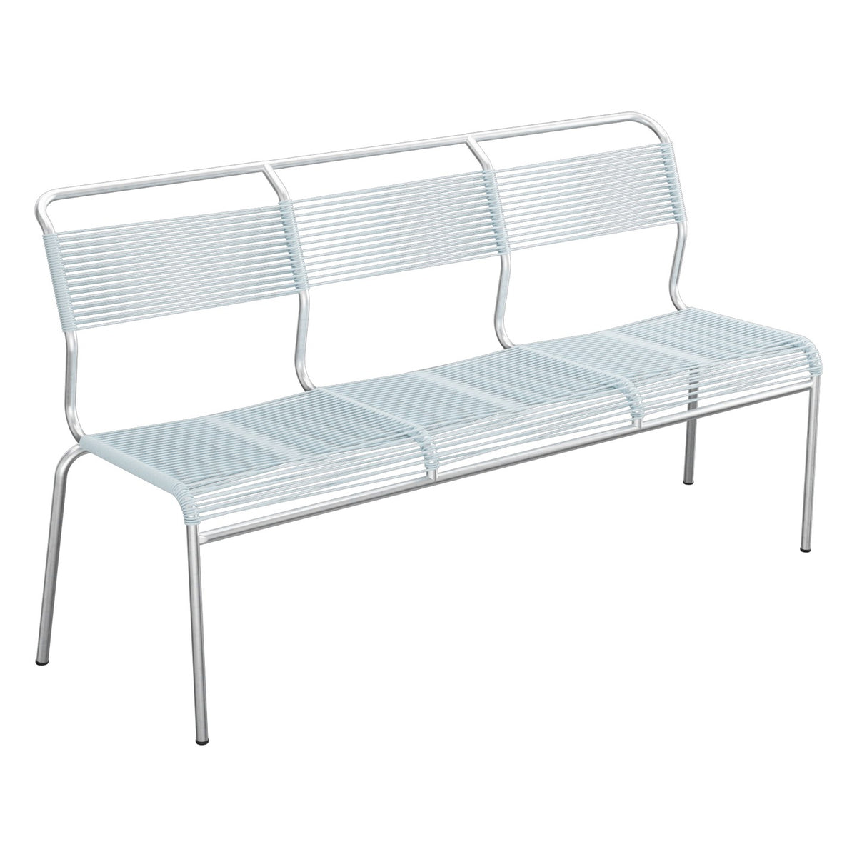 Schaffner Säntis Banc Spaghetti 3 places sans accoudoirs – Bleu Pastel 51 / Galvanisé à chaud 02