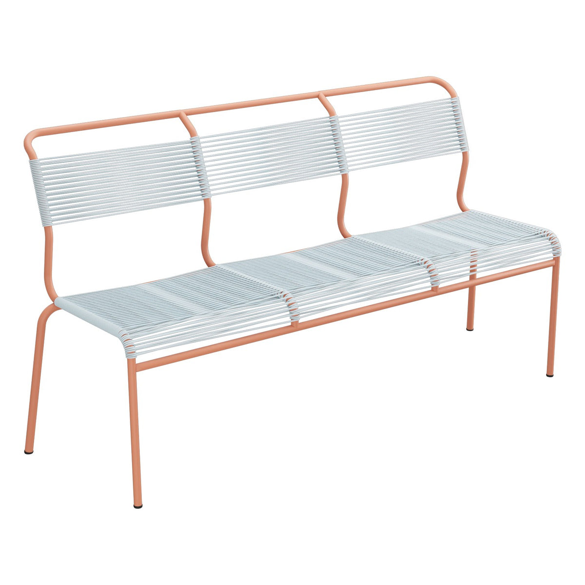 Schaffner Säntis Banc Spaghetti 3 places sans accoudoirs – Bleu Pastel 51 / Terracotta 84