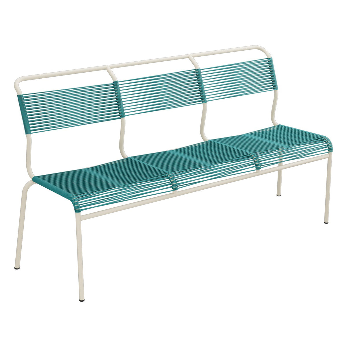 Schaffner Säntis Banc Spaghetti 3 places sans accoudoirs – Bleu Kali 56 / Sable Pastel 15