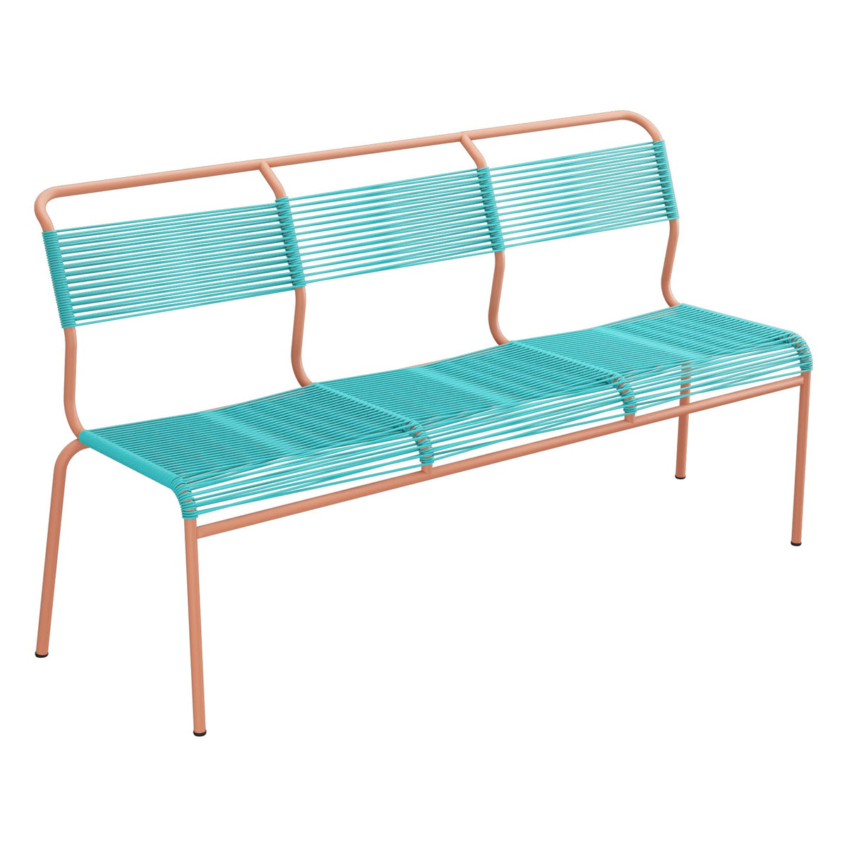 Schaffner Säntis Banc Spaghetti 3 places sans accoudoirs – Turquoise 58 / Terracotta 84