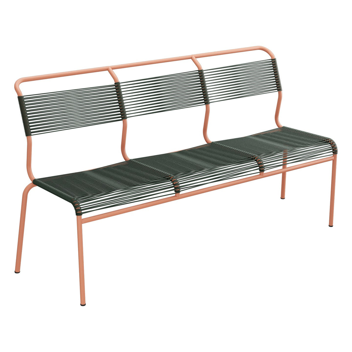 Schaffner Säntis Banc Spaghetti 3 places sans accoudoirs – Vert Sapin 66 / Terracotta 84